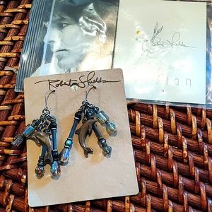 BRAND NEW BEAUTIFUL ROBERT SHIELDS STERLING DOLPHIN AND BEAD EARRINGS